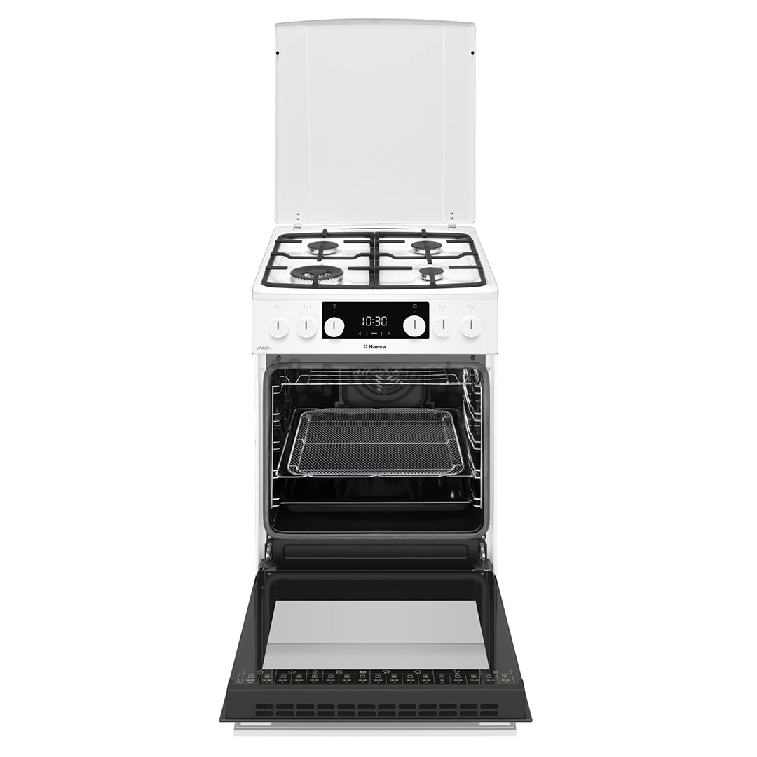 Hansa, 65 L, katalizė, plotis 50 cm, balta - Dujinė viryklė su elektrine orkaite