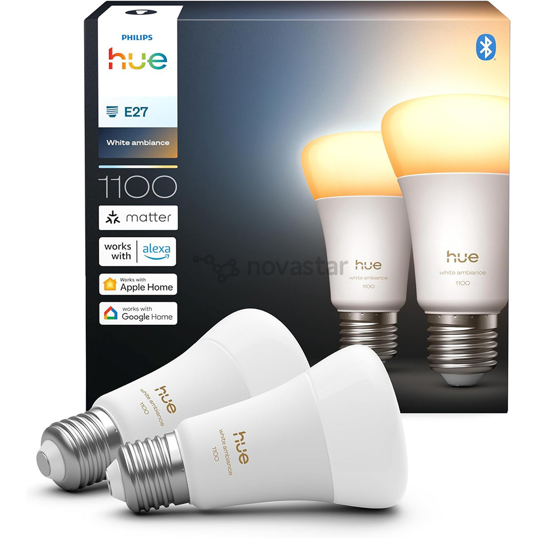 Philips Hue White Ambiance A60, E27, 2 шт., белый - Умные лампы