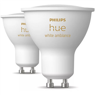 Philips Hue White Ambiance, GU10, 2 vnt., baltos - Išmaniosios lemputės