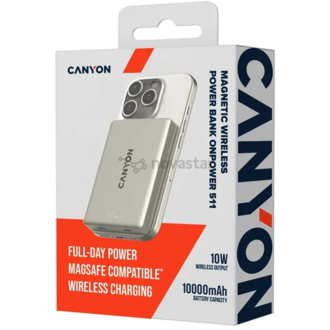 Canyon OnPower 511, 10000 mAh, pilka - Išorinė baterija