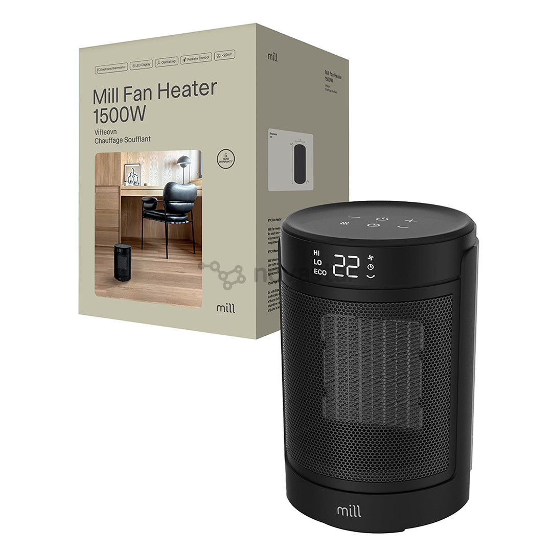 Mill, 1500 W, juodas - Keramikinis ventiliatorius-šildytuvas