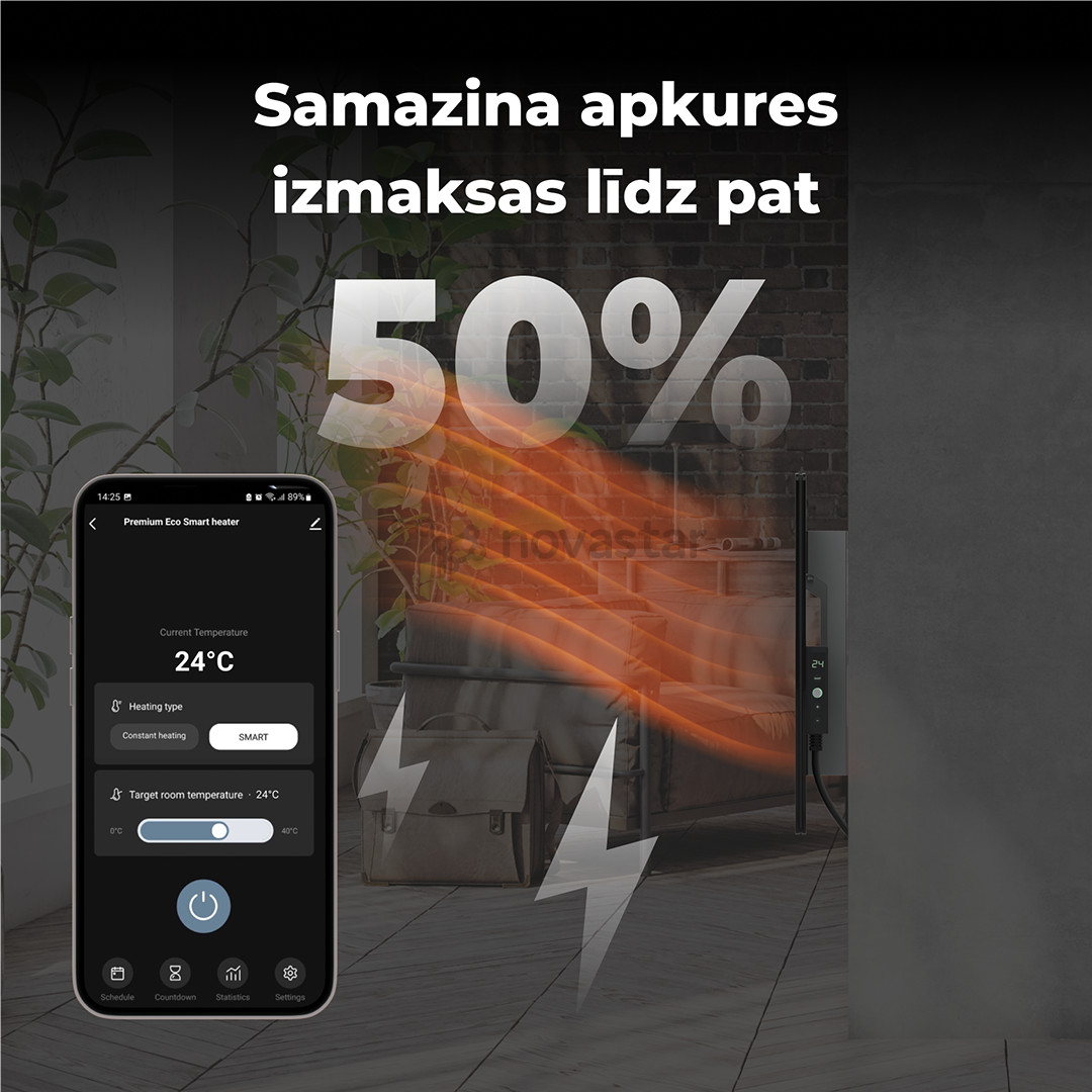 Aeno, 700 Вт, черный - Умный электрический радиатор