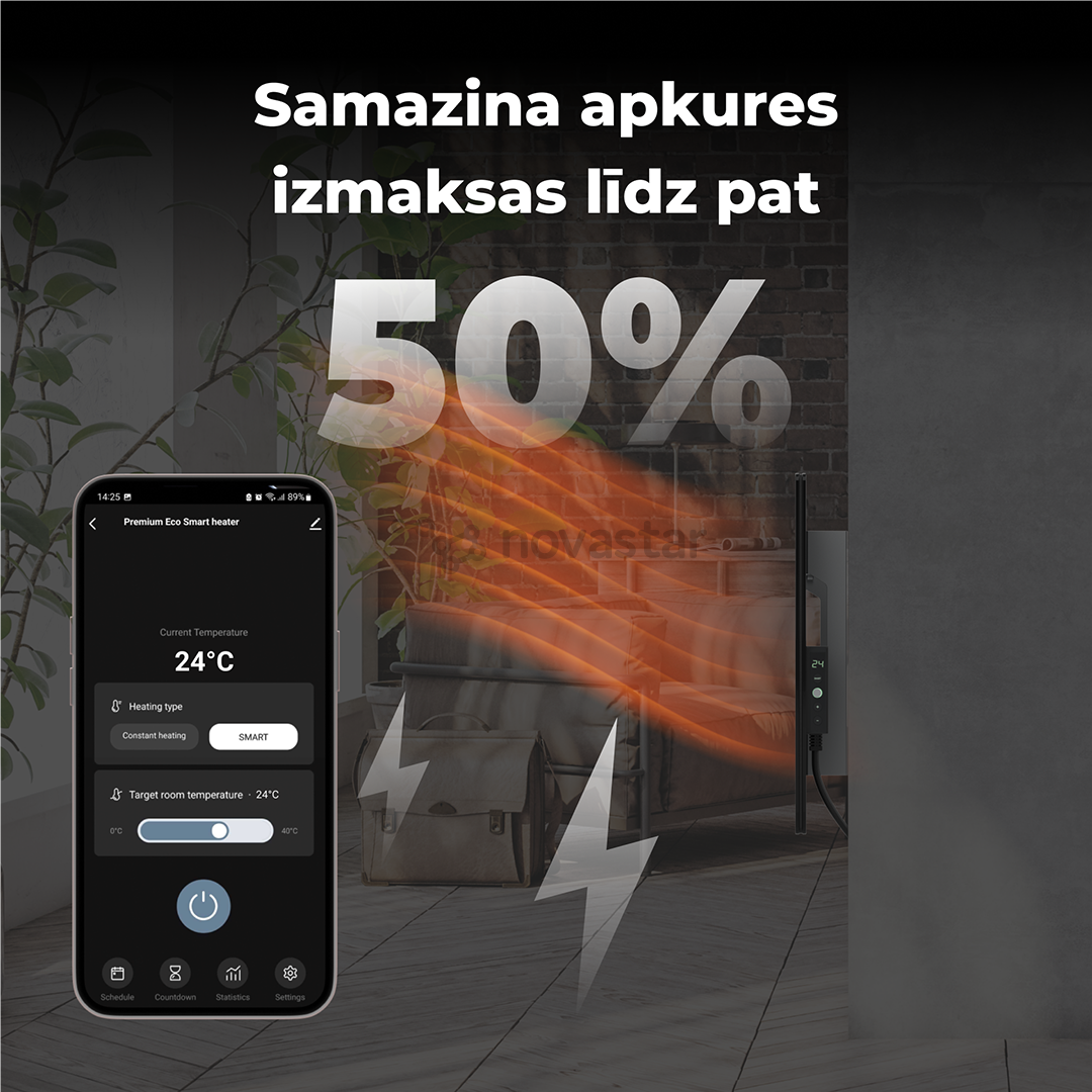 Aeno, 700 W, juodas - Išmanus elektrinis šildytuvas