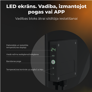 Aeno, 700 W, juodas - Išmanus elektrinis šildytuvas