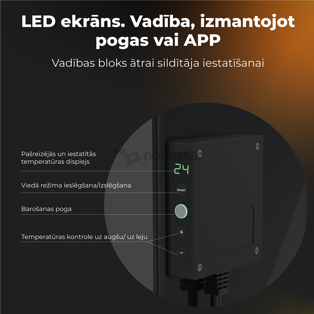 Aeno, 700 W, juodas - Išmanus elektrinis šildytuvas