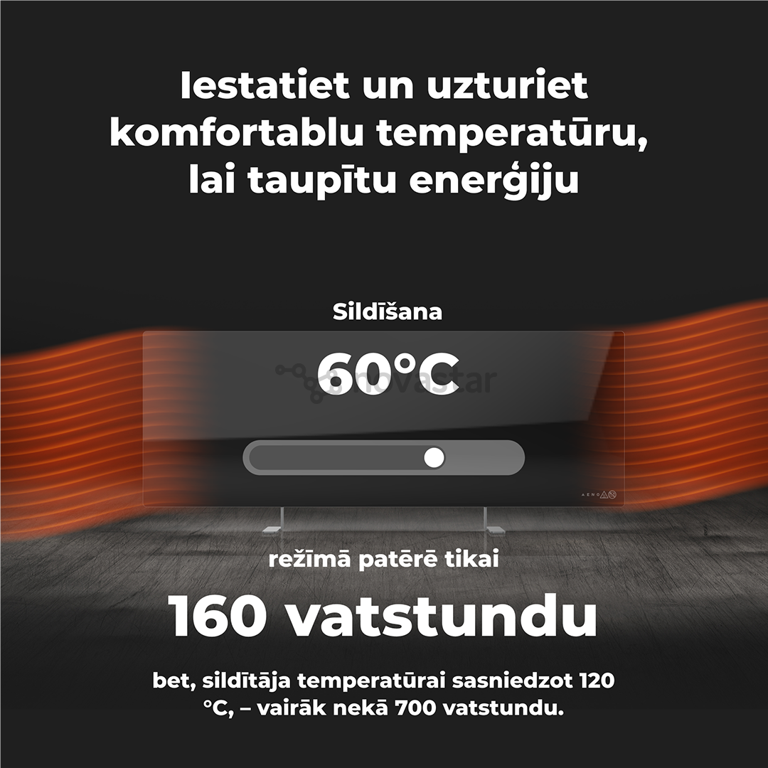 Aeno, 700 W, juodas - Išmanus elektrinis šildytuvas