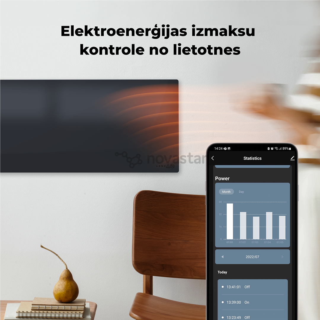 Aeno, 700 W, juodas - Išmanus elektrinis šildytuvas