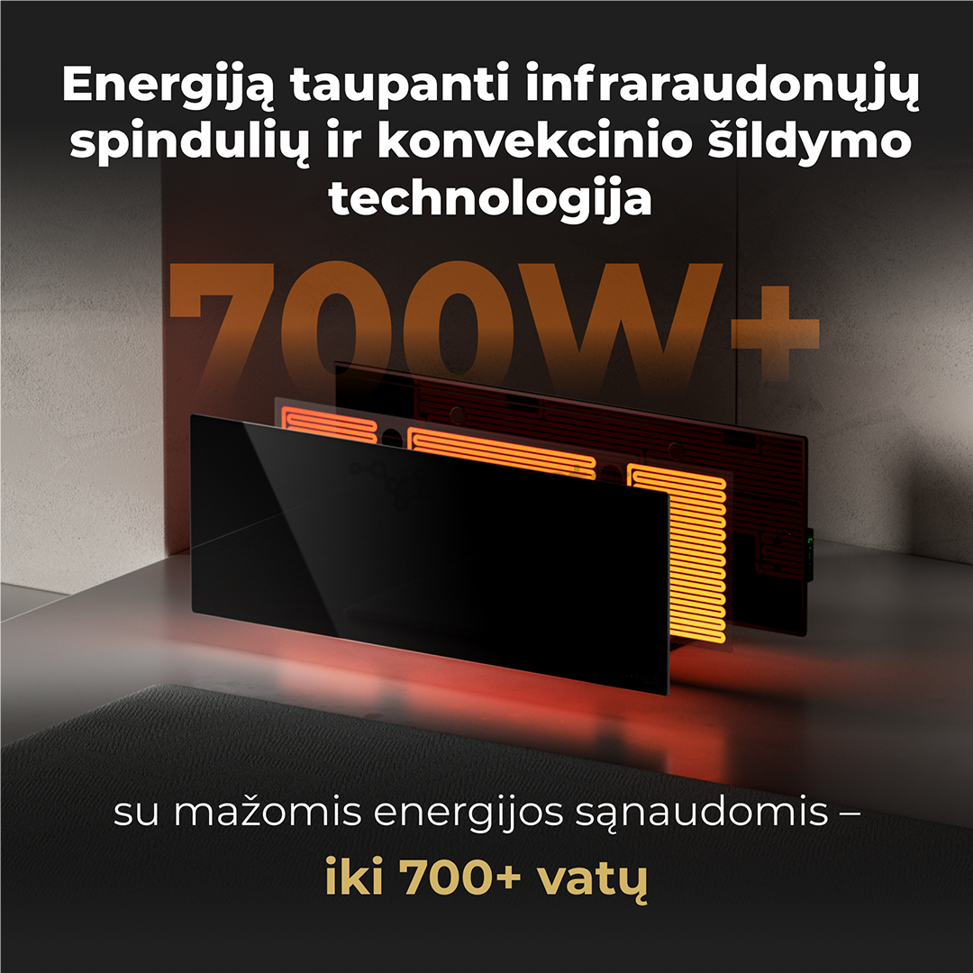 Aeno, 700 W, juodas - Išmanus elektrinis šildytuvas