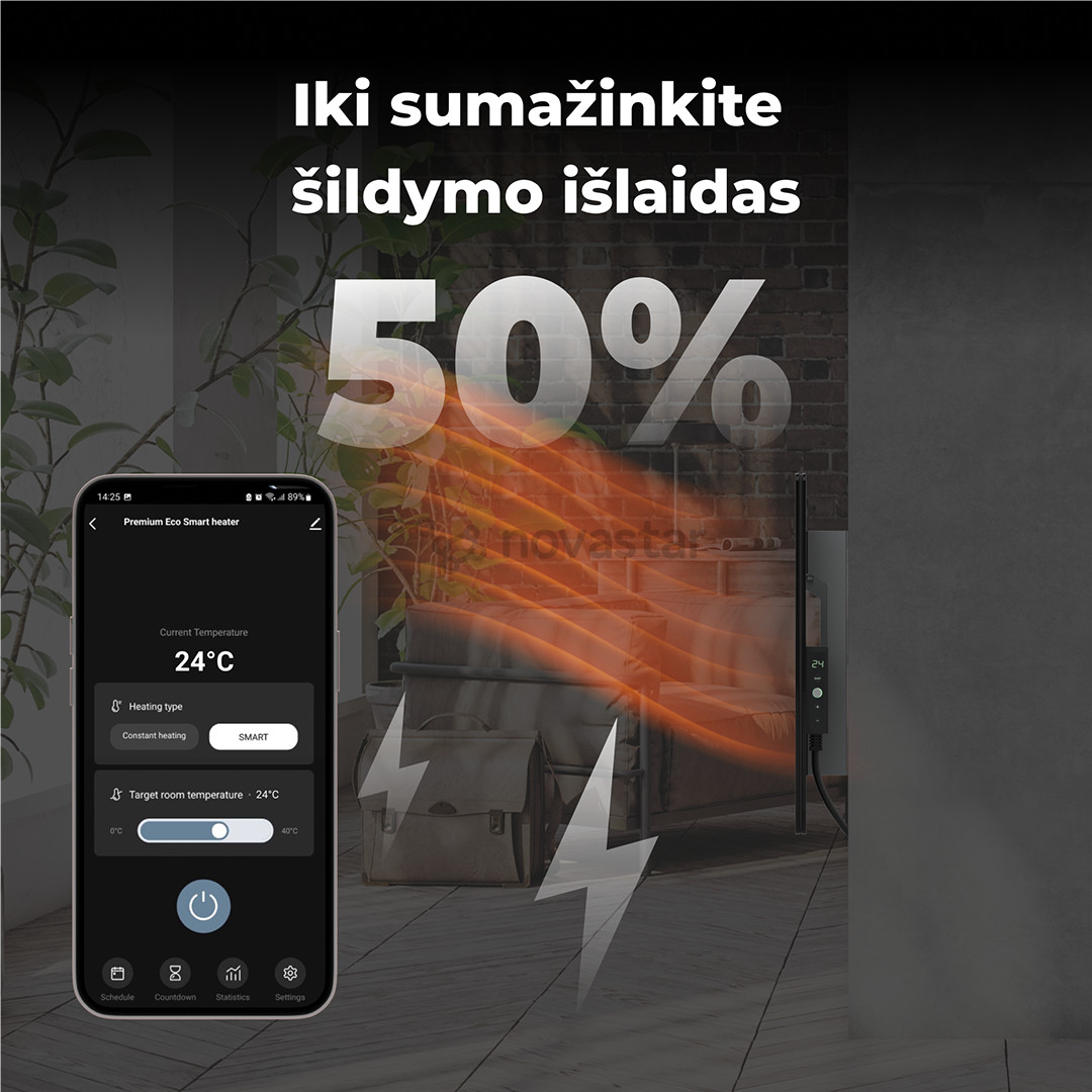 Aeno, 700 Вт, черный - Умный электрический радиатор