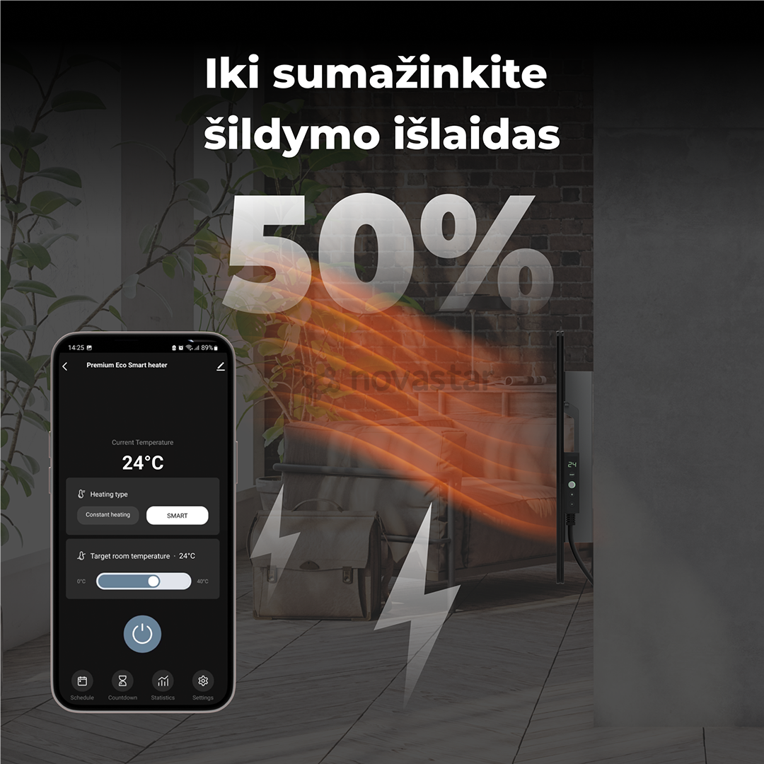 Aeno, 700 W, juodas - Išmanus elektrinis šildytuvas