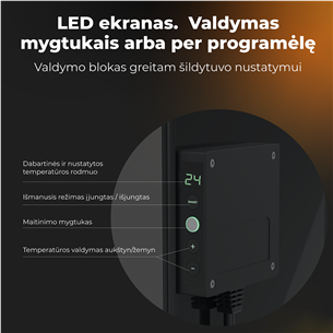 Aeno, 700 W, juodas - Išmanus elektrinis šildytuvas