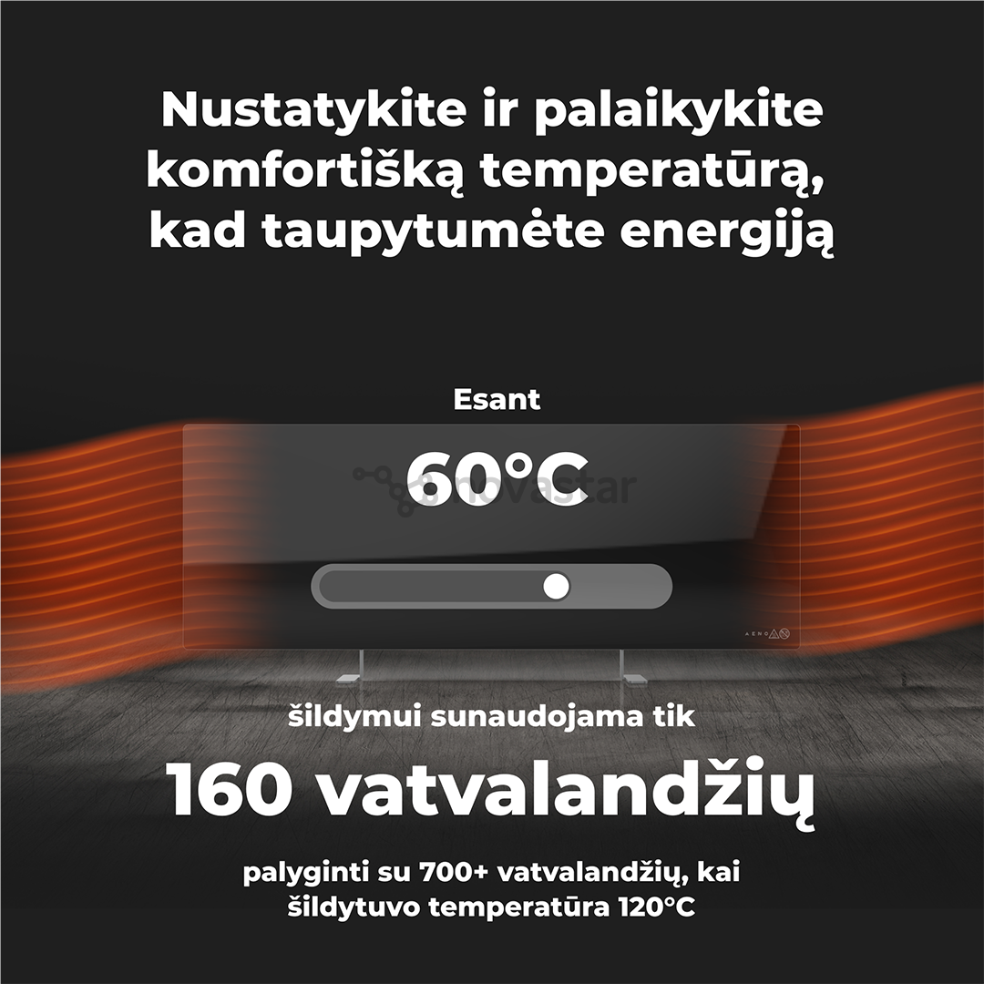 Aeno, 700 W, juodas - Išmanus elektrinis šildytuvas