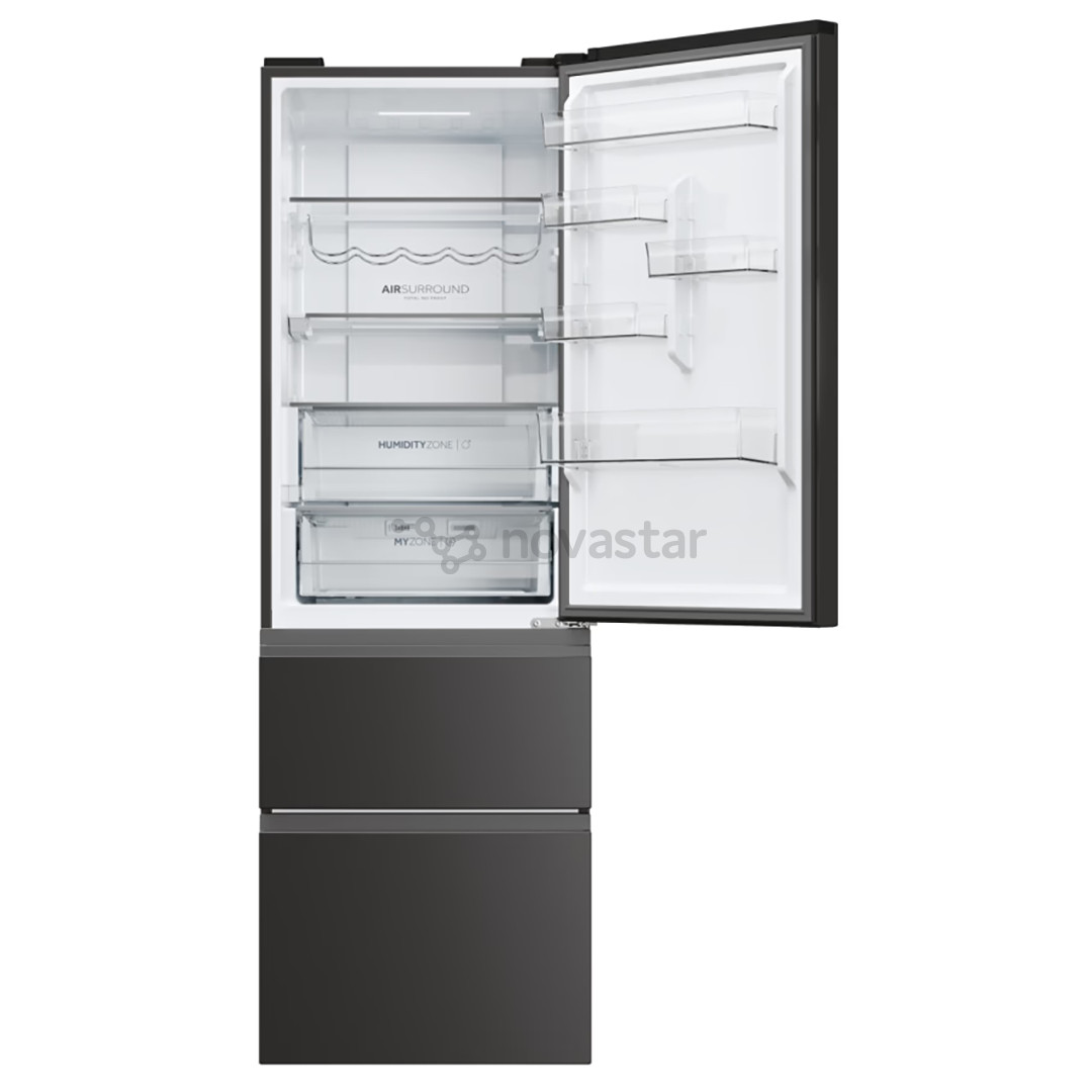 Haier 3D 60 Series 5, Total No Frost, 360 L, aukštis 185 cm, juodas - Šaldytuvas