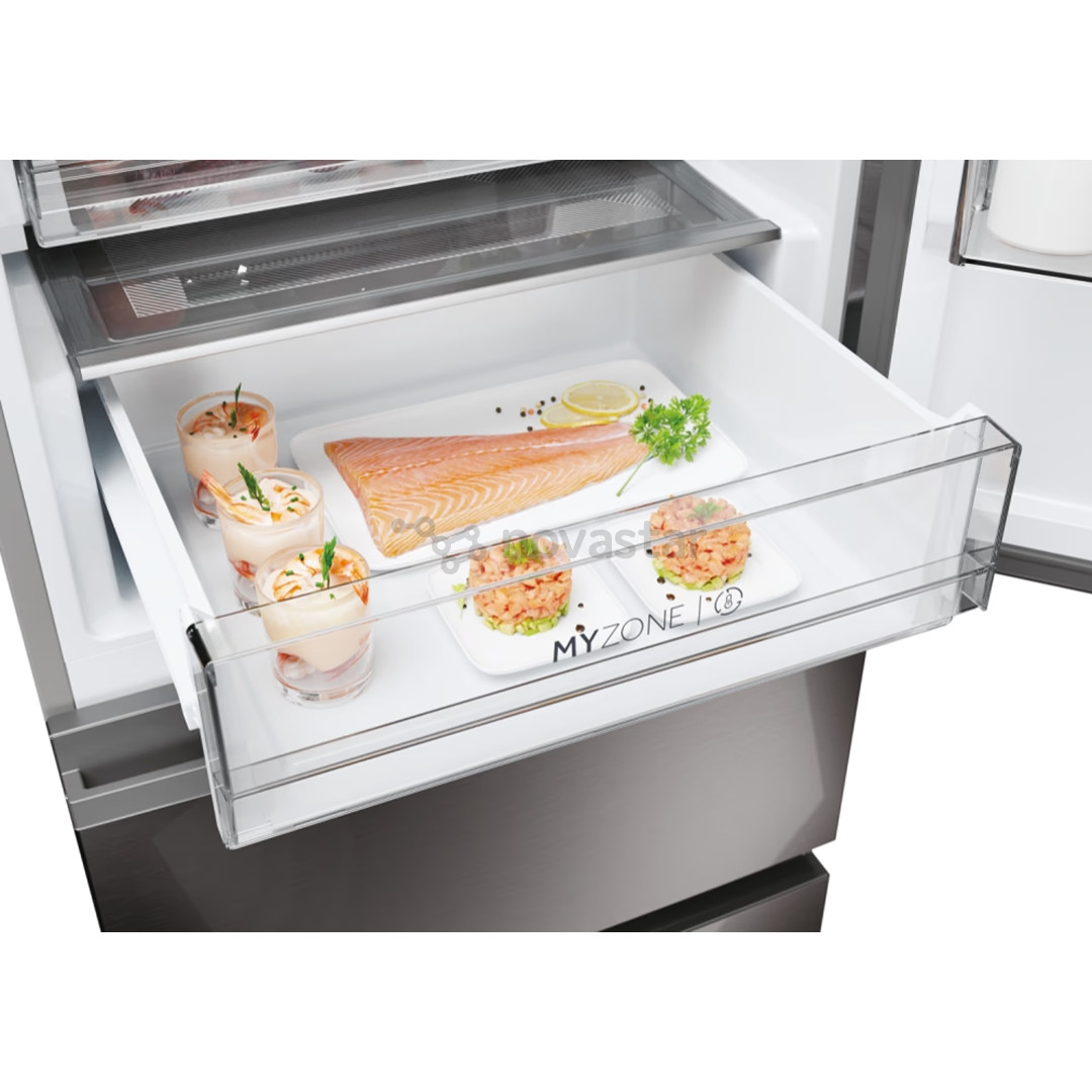 Haier 3D 60 Series 7, No Frost, 414 L, aukštis 205 cm, tamsaus nerūdijančio plieno - Šaldytuvas