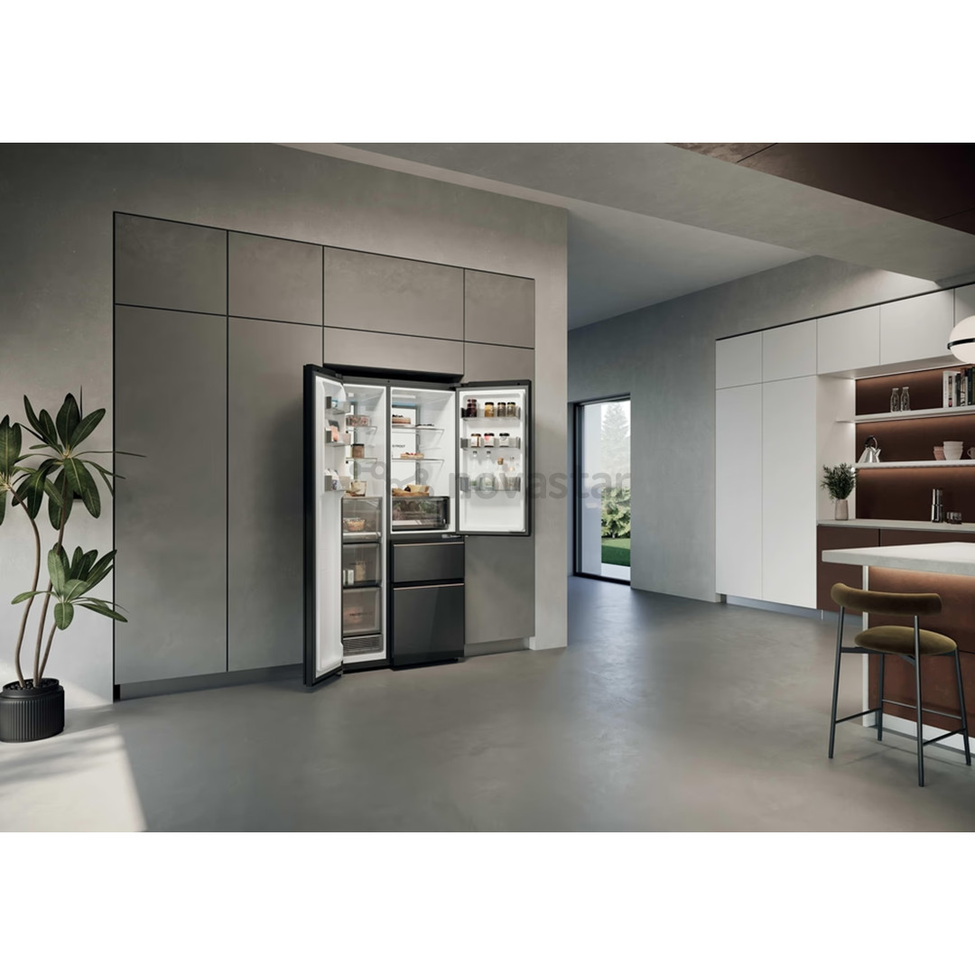 Haier S+ 4D 7, No Frost, 601 L, aukštis 190 cm, juodas - SBS Šaldytuvas