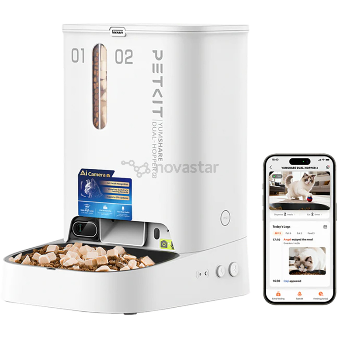 Petkit YumShare Dual-hopper 2, белый - Автоматическая кормушка для домашних животных с камерой