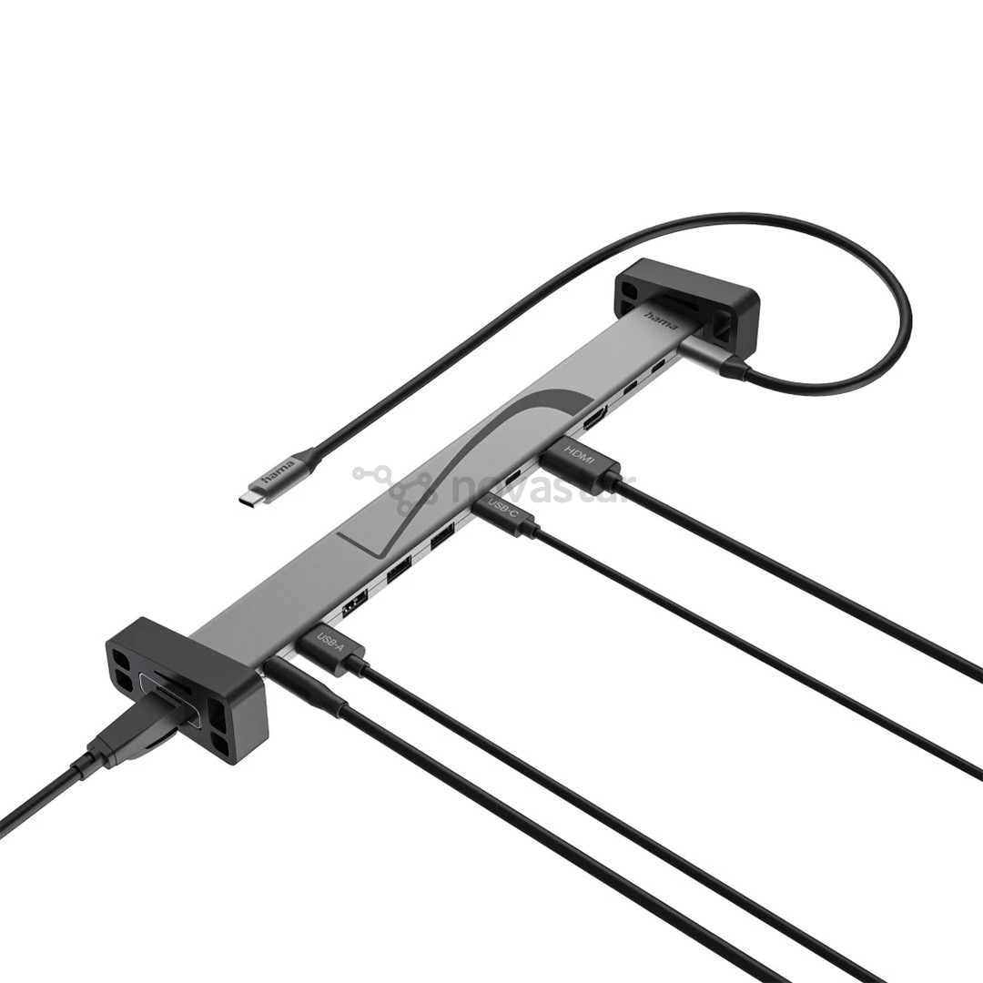 Hama Connect2Office, USB-C, 12 jungčių, 100 W, pilka - Įkrovimo stotelė
