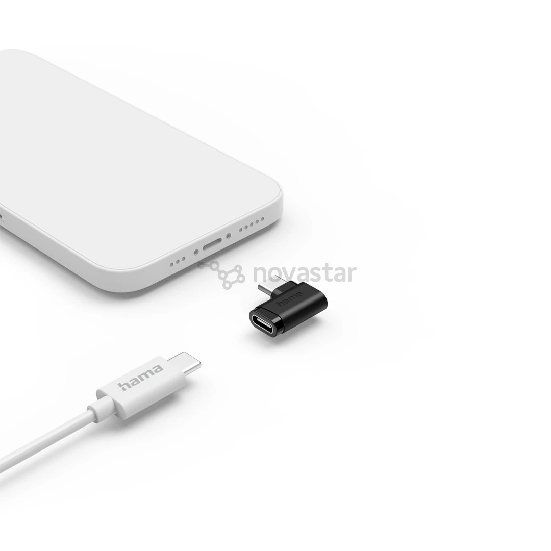 Hama 90°C USB-C Angled Adapter, juodas - Adapteris