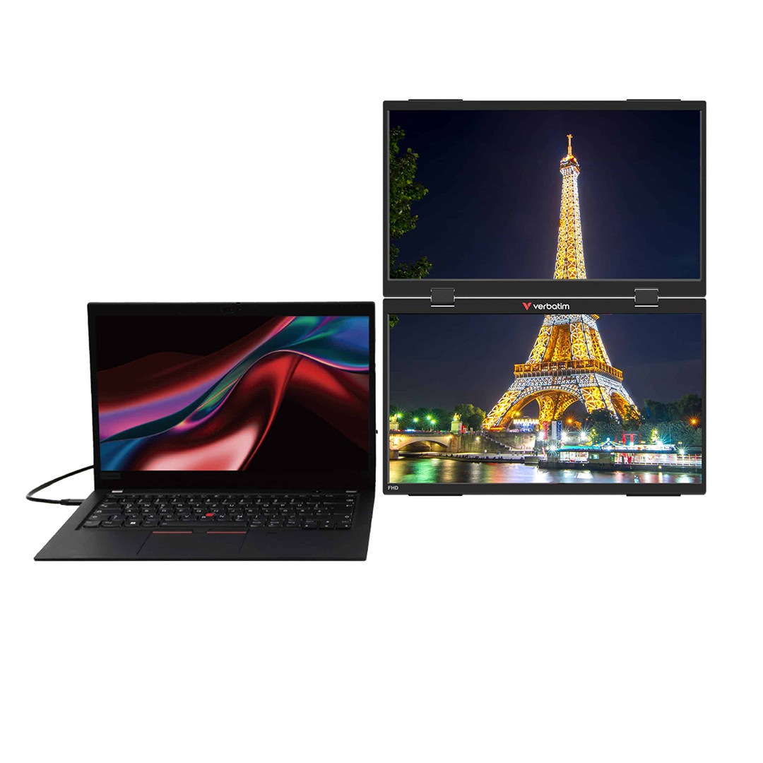 Verbatim Dual Portable Monitor, 15.6'', FullHD, IPS, 60 Hz, USB-C ...
