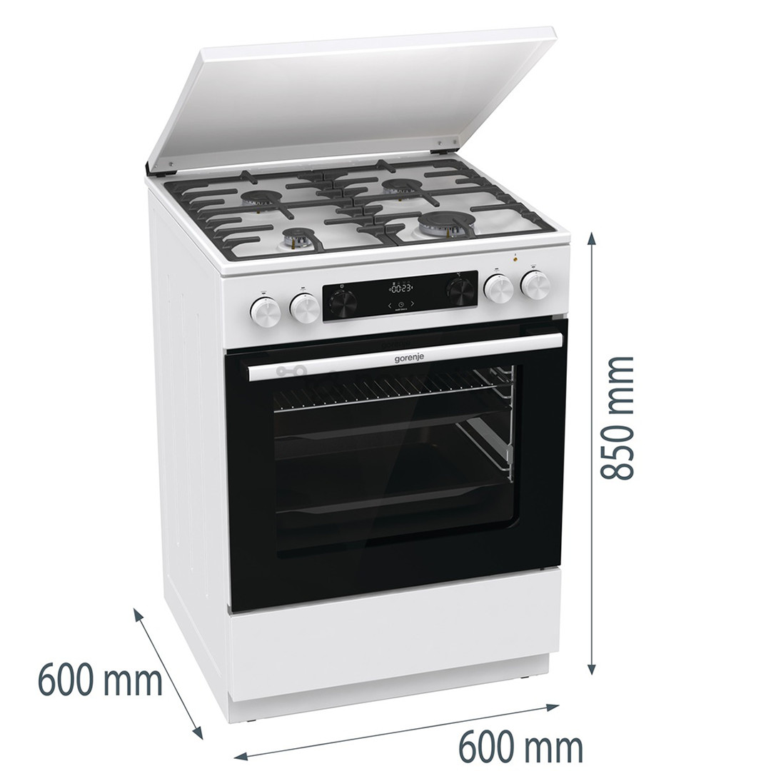 Gorenje, 71 л, ширина 60 см, белый - Газовая плита с электрической духовкой