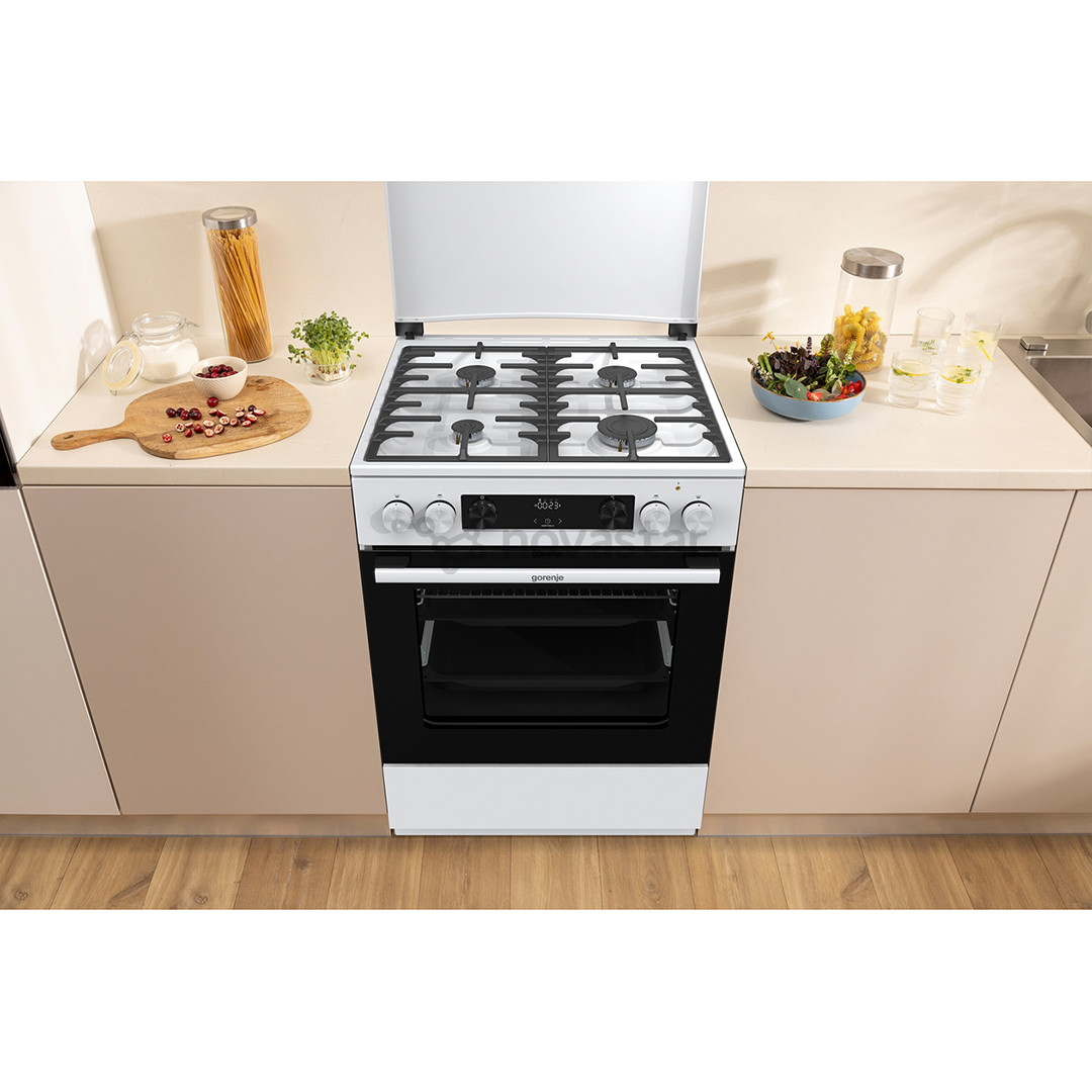 Gorenje, 71 л, ширина 60 см, белый - Газовая плита с электрической духовкой
