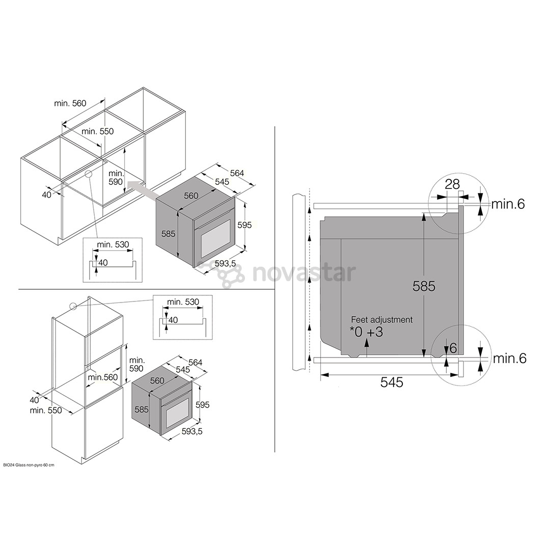 Asko, 71 l, juoda - Įmontuojama garinė orkaitė