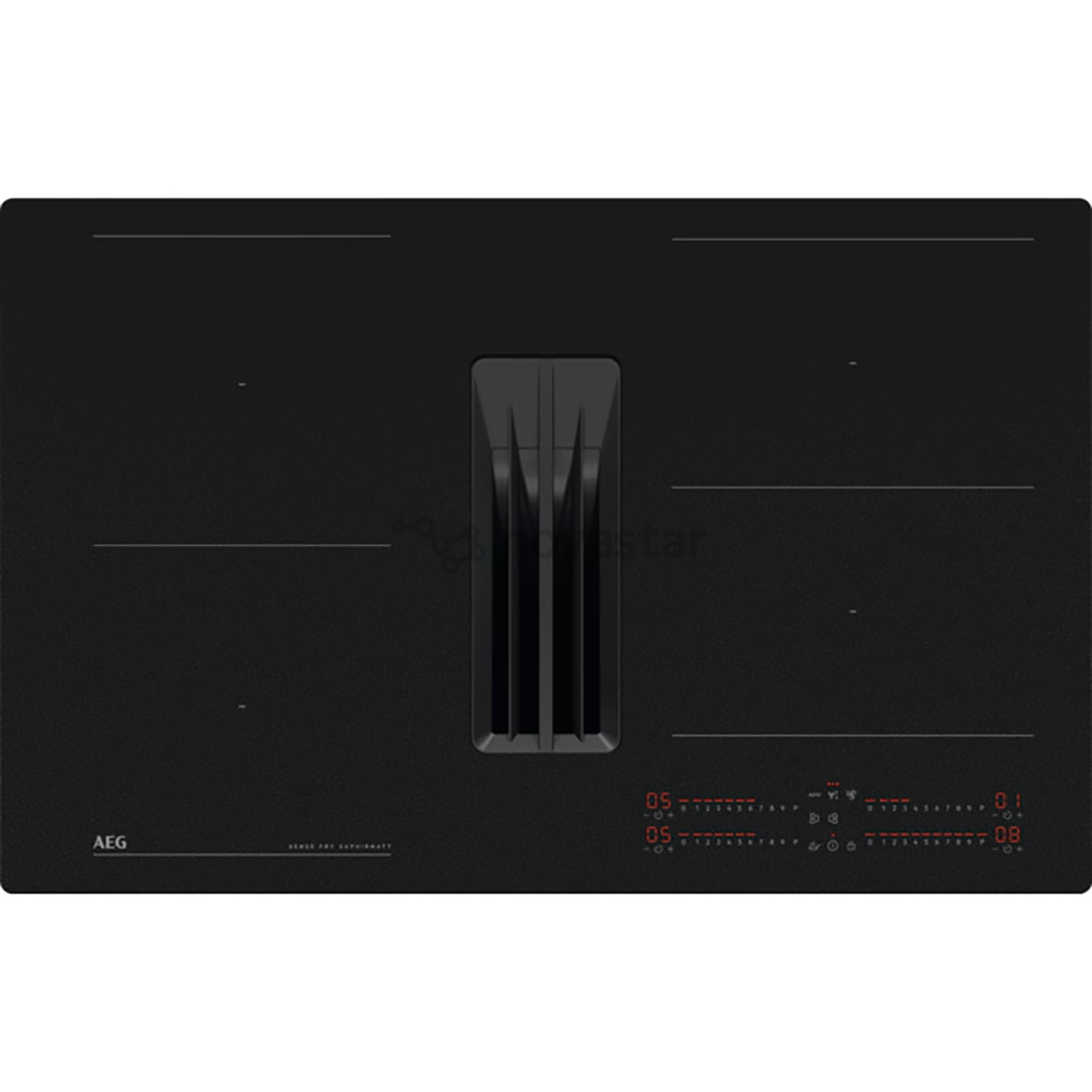 AEG 7000 Series SaphirMatt® Hob2Hood, width 80 cm, black - Built-in induction hob with cooker hood
