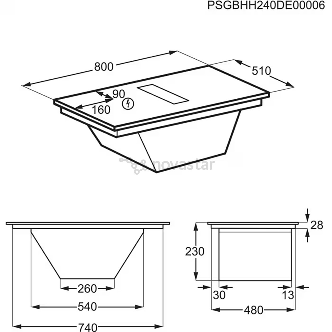 AEG 7000 Series SaphirMatt® Hob2Hood, width 80 cm, black - Built-in induction hob with cooker hood