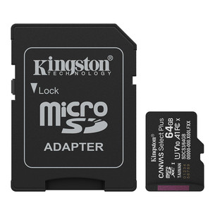 Kingston Canvas Select Plus, UHS-I, microSD, 64 GB, juoda - Atminties kortelė SDCS3/64GB