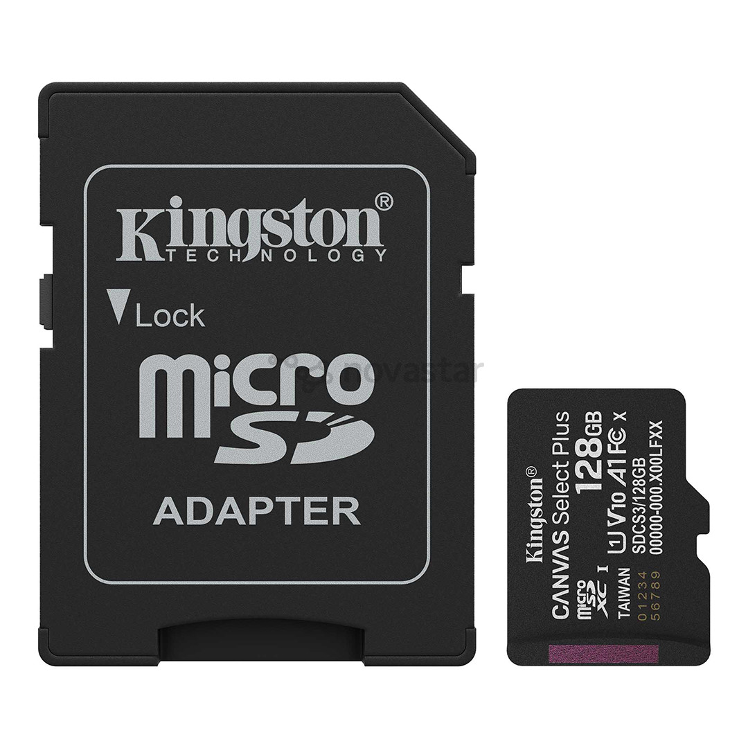 Kingston Canvas Select Plus, UHS-I, microSD, 128 ГБ, черный - Карта памяти