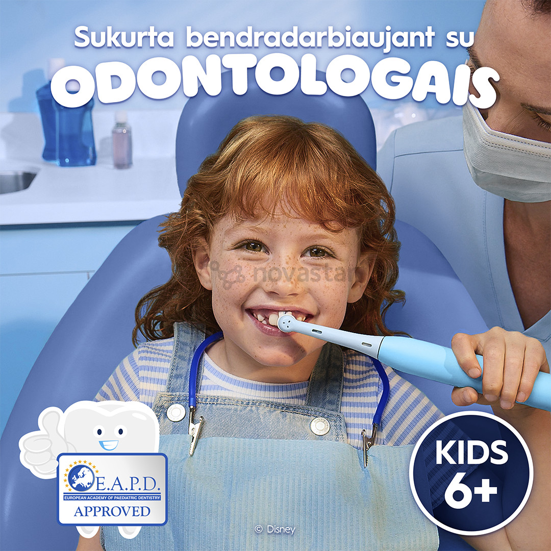 Braun Oral-B iO Kids, Disney, Stitch, голубой - Электрическая зубная щетка + футляр