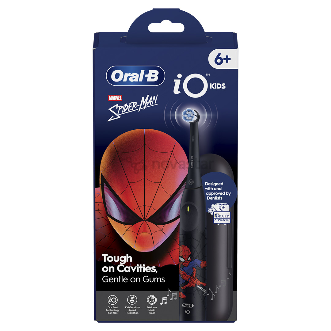 Braun Oral-B iO Kids, Marvel Spiderman, черный - Электрическая зубная щетка + футляр