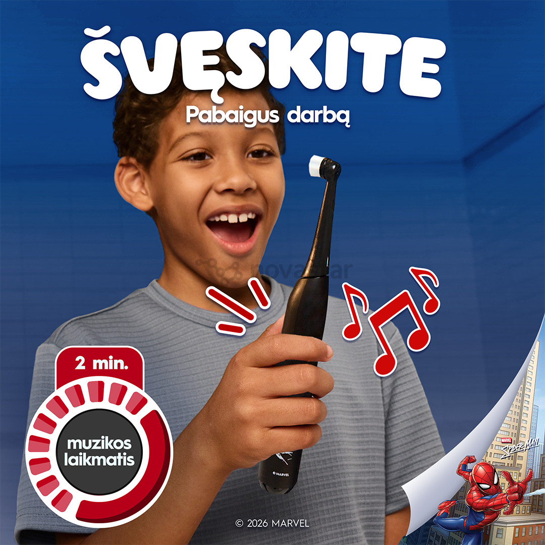 Braun Oral-B iO Kids, Marvel Spiderman, черный - Электрическая зубная щетка + футляр