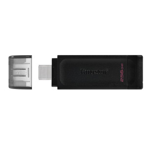 Kingston DataTraveler 70, USB-C, 256 GB, juoda - USB atmintinė