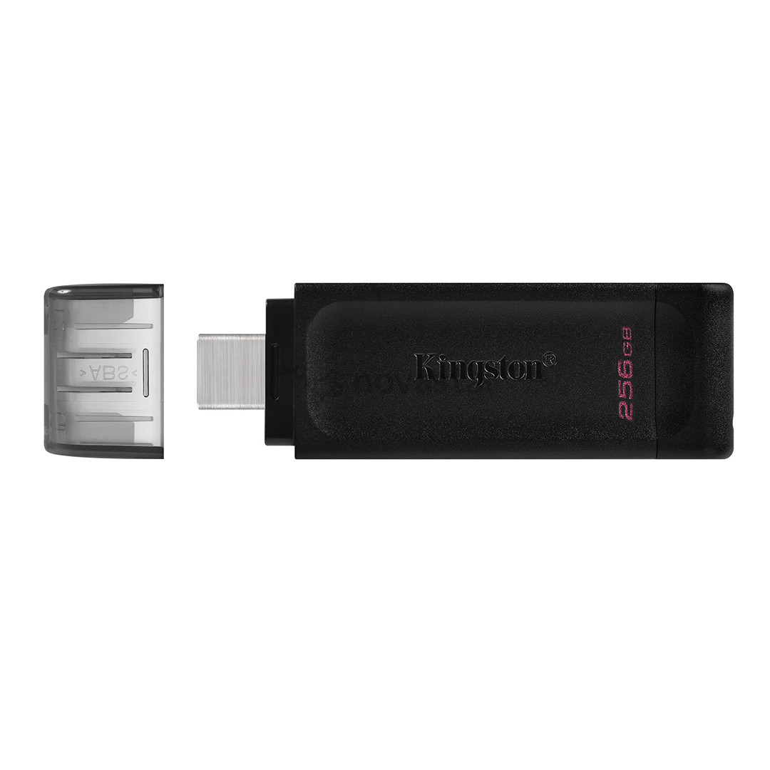 Kingston DataTraveler 70, USB-C, 256 GB, juoda - USB atmintinė