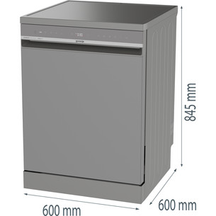 Gorenje G600, 16 place settings, width 59.9 cm, silver - Free standing dishwasher