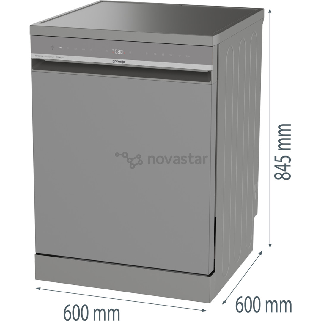 Gorenje G600, 16 place settings, width 59.9 cm, silver - Free standing dishwasher