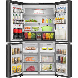 Hisense, Total No Frost, 647 L, aukštis 179 cm, juodo nerūdijančio plieno - SBS Šaldytuvas