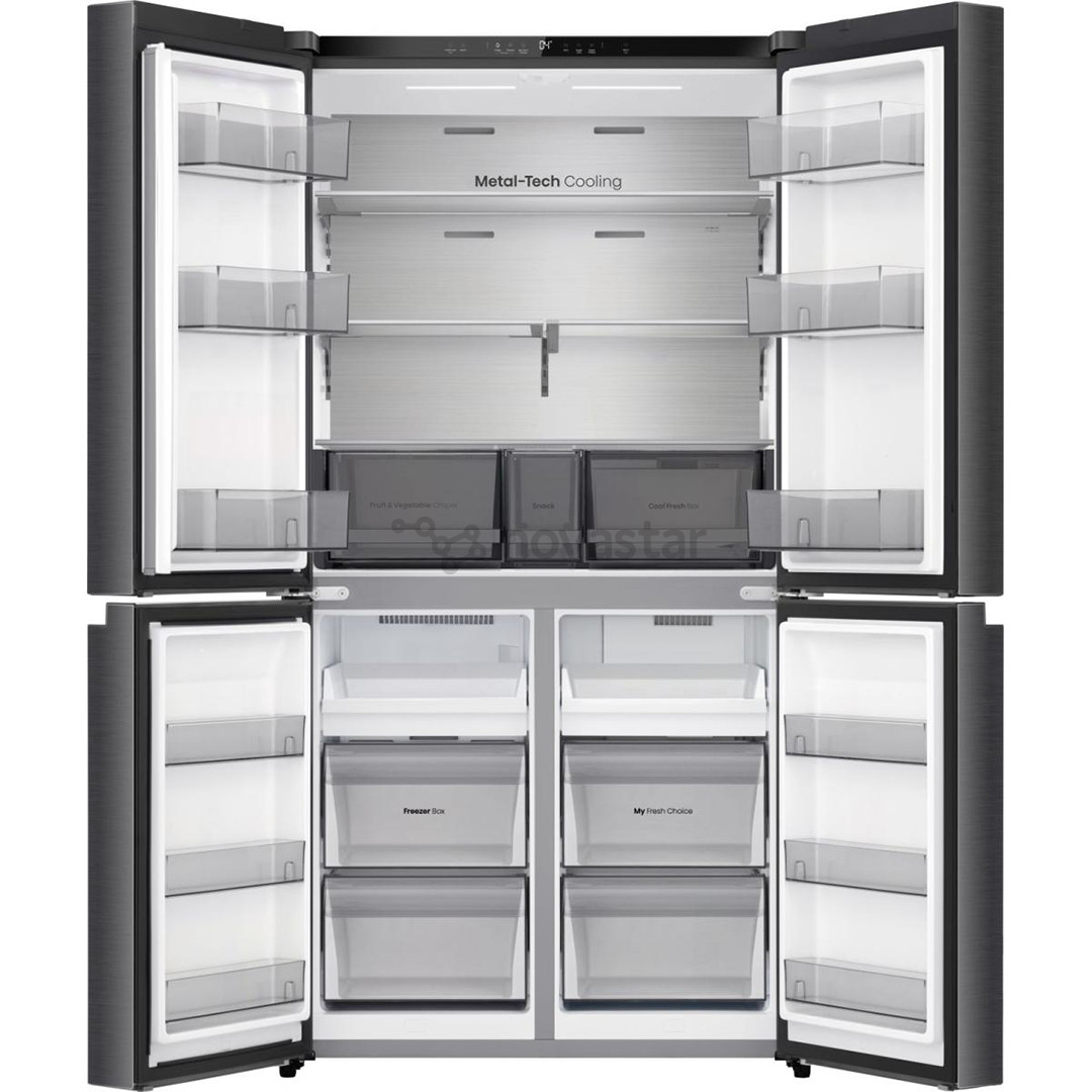 Hisense, Total No Frost, 647 L, aukštis 179 cm, juodo nerūdijančio plieno - SBS Šaldytuvas