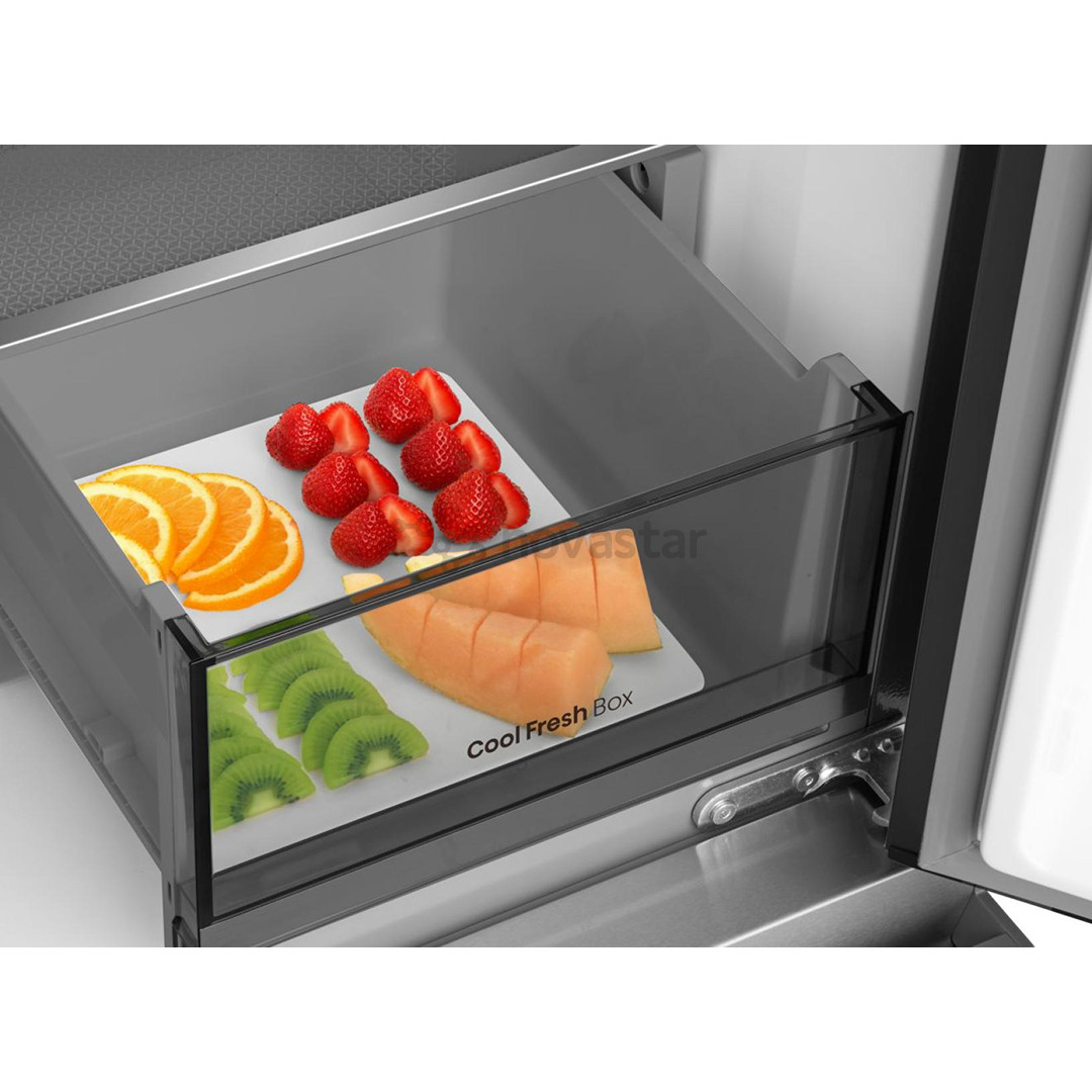 Hisense, Total No Frost, 647 L, aukštis 179 cm, juodo nerūdijančio plieno - SBS Šaldytuvas