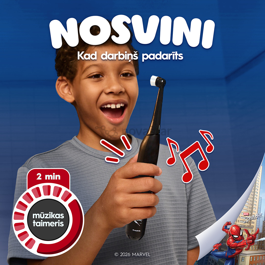 Braun Oral-B iO Kids, Marvel Spiderman, juodas - Elektrinis dantų šepetėlis + kelioninis dėklas