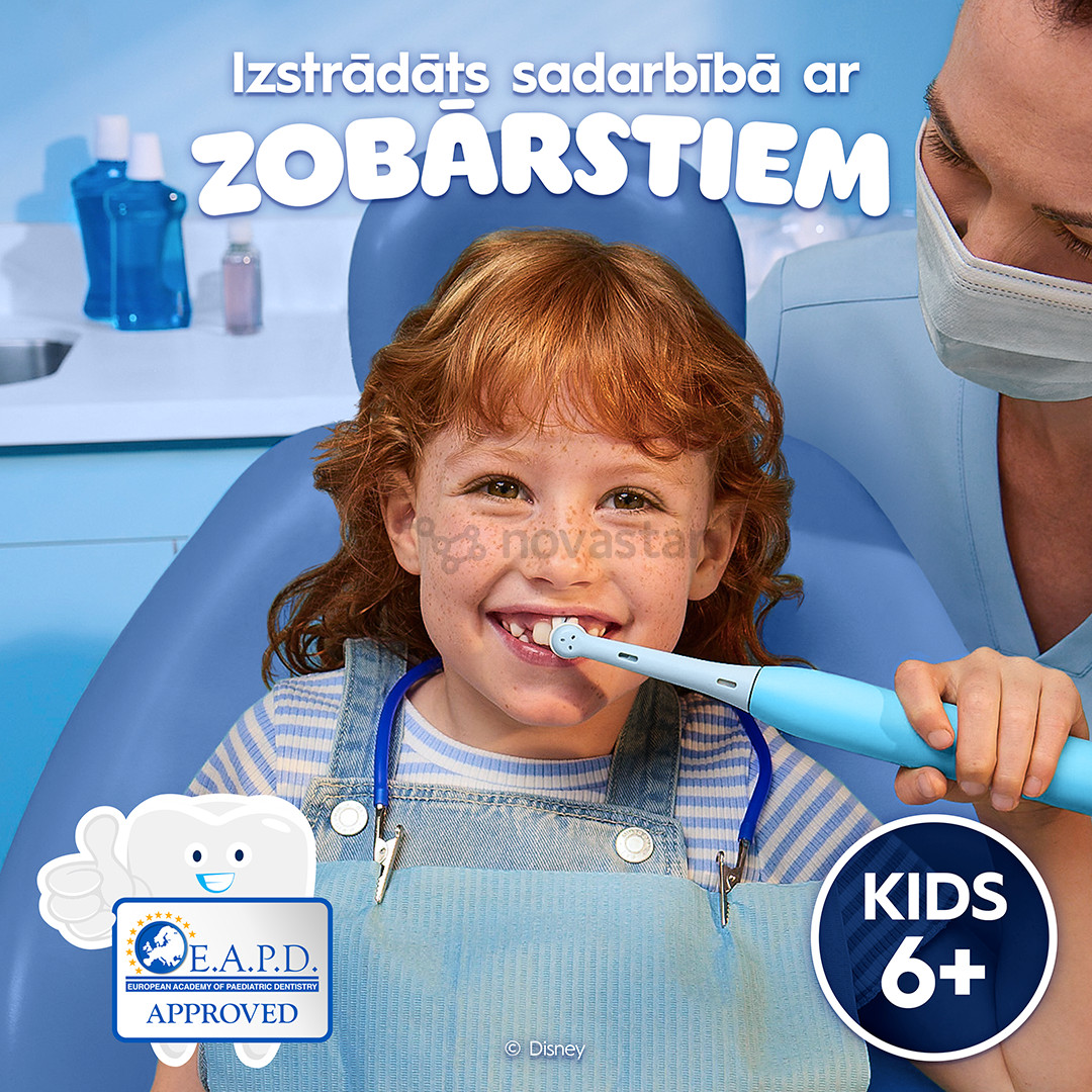 Braun Oral-B iO Kids, Disney, Stitch, mėlynas - Elektrinis dantų šepetėlis + kelioninis dėklas