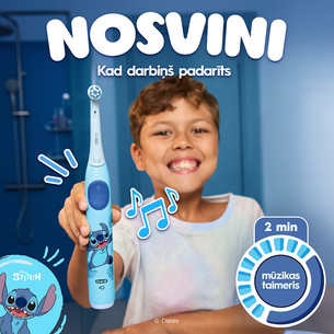 Braun Oral-B iO Kids, Disney, Stitch, mėlynas - Elektrinis dantų šepetėlis + kelioninis dėklas