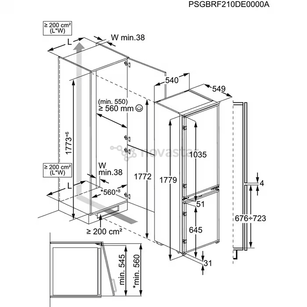 Electrolux 600, Low Frost, 271 l, 178 cm - Įmontuojamas šaldytuvas