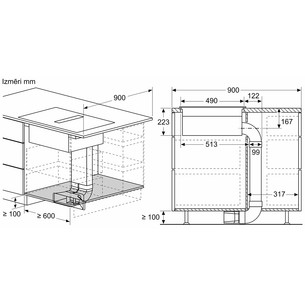 Bosch, Series 4, plotis 80 cm, be rėmelio, juoda - Įmontuojama indukcinė kaitlentė su gartraukiu