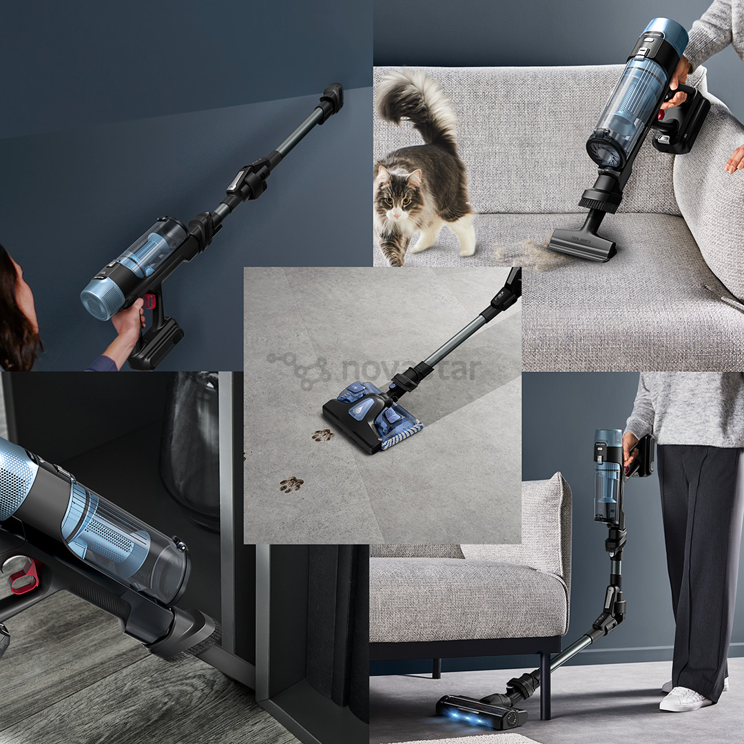 Tefal X-Force Flex 10.80 Animal Aqua, juodas/mėlynas - Belaidis dulkių siurblys