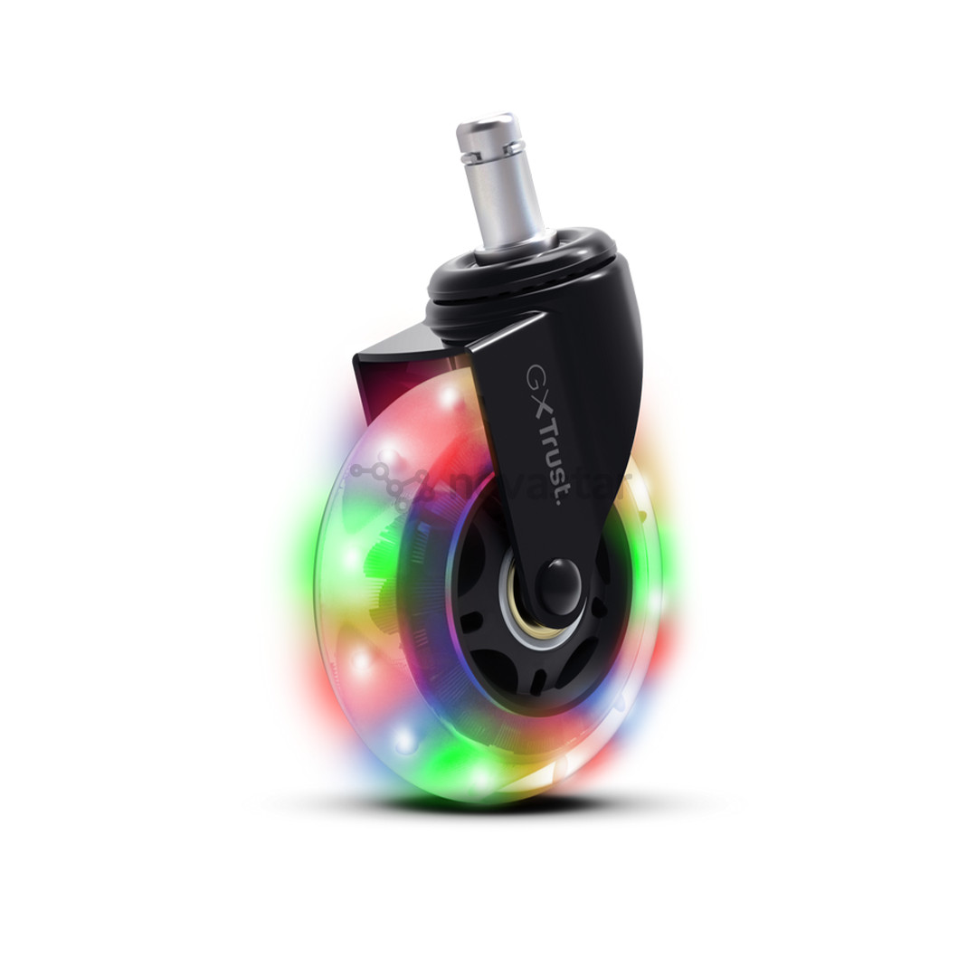 Trust GXT 701 Gel Chair Casters, LED, 5 vnt., juodi - Ratukai žaidimų kėdei