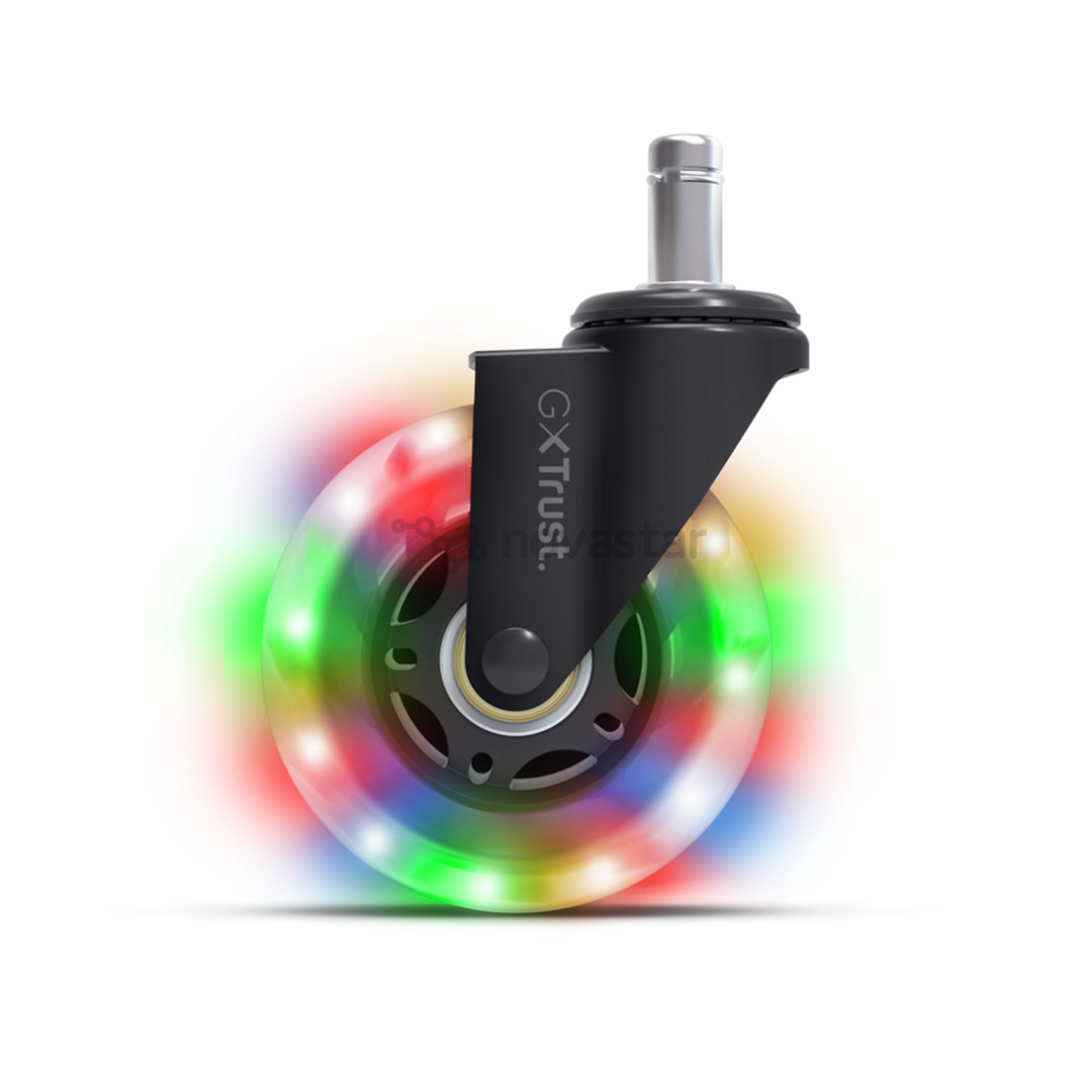 Trust GXT 701 Gel Chair Casters, LED, 5 vnt., juodi - Ratukai žaidimų kėdei
