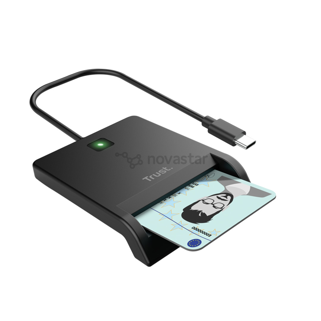 Trust Primo Smart ID Card Reader, USB-C, USB-A, juodas - Išmanusis kortelių skaitytuvas