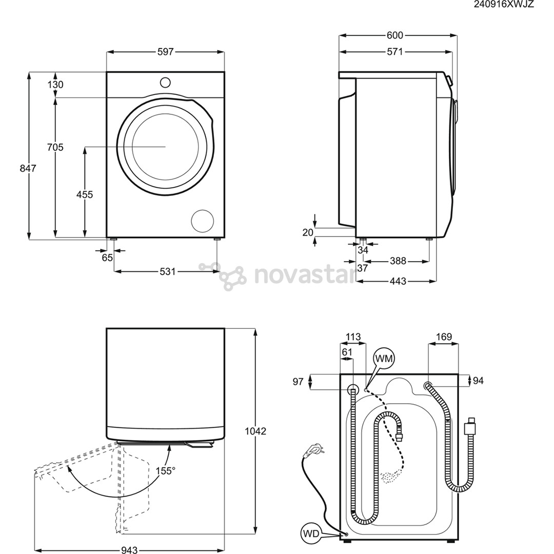 AEG 7000 Series ProSteam® UniversalDose, 8 kg, depth 57.6 cm, 1400 rpm - Front load washing machine
